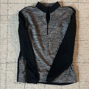 Adidas Black and Gray Half-Zip Pullover